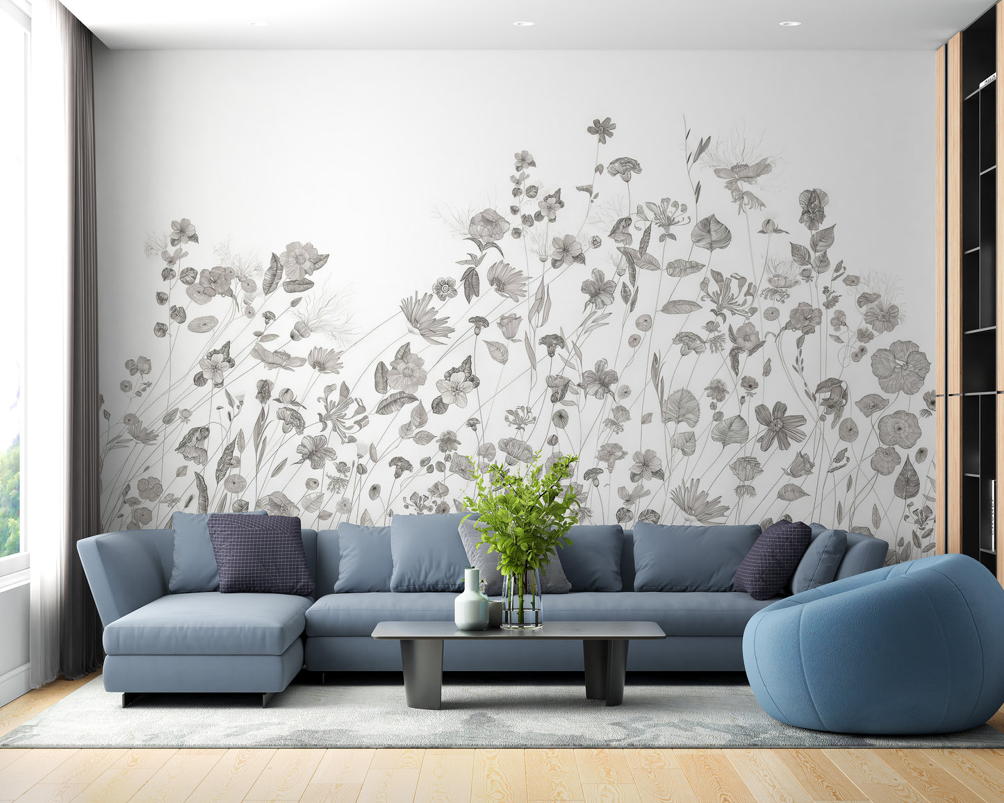 Floral Sketch Wall Mural