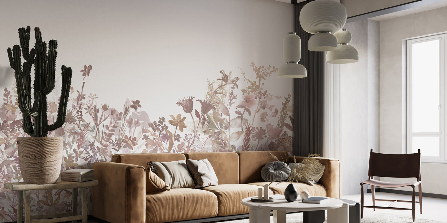 Pink Floral Wall Mural