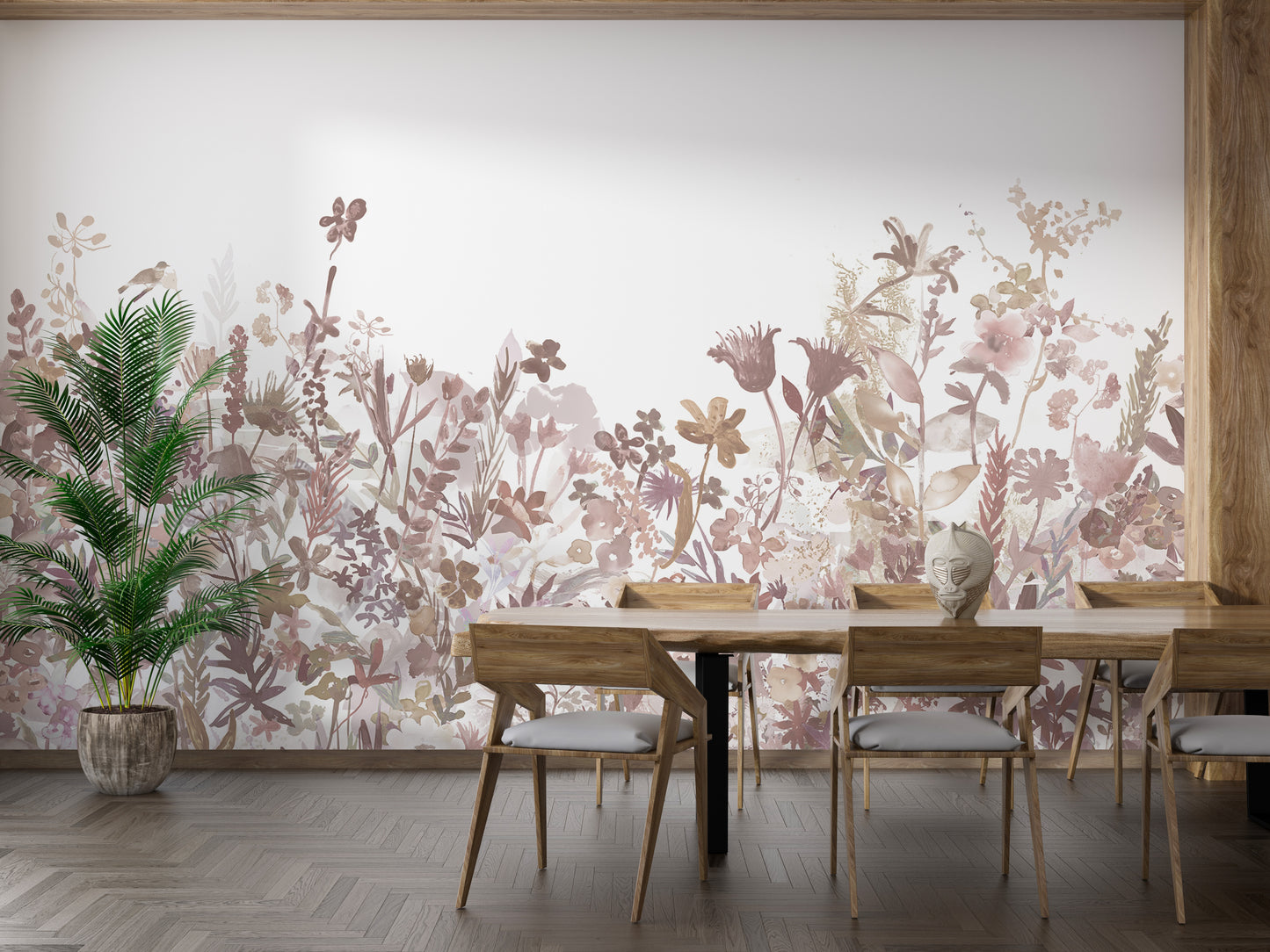 Pink Floral Wall Mural