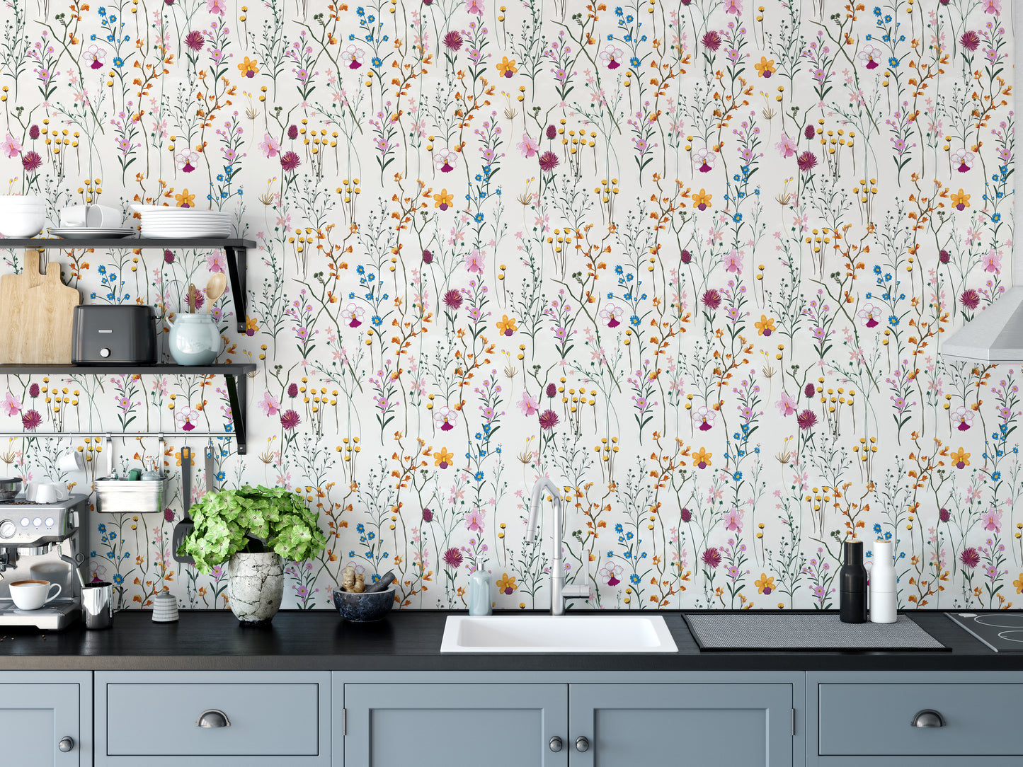 Vibrant floral wallpaper design for walls