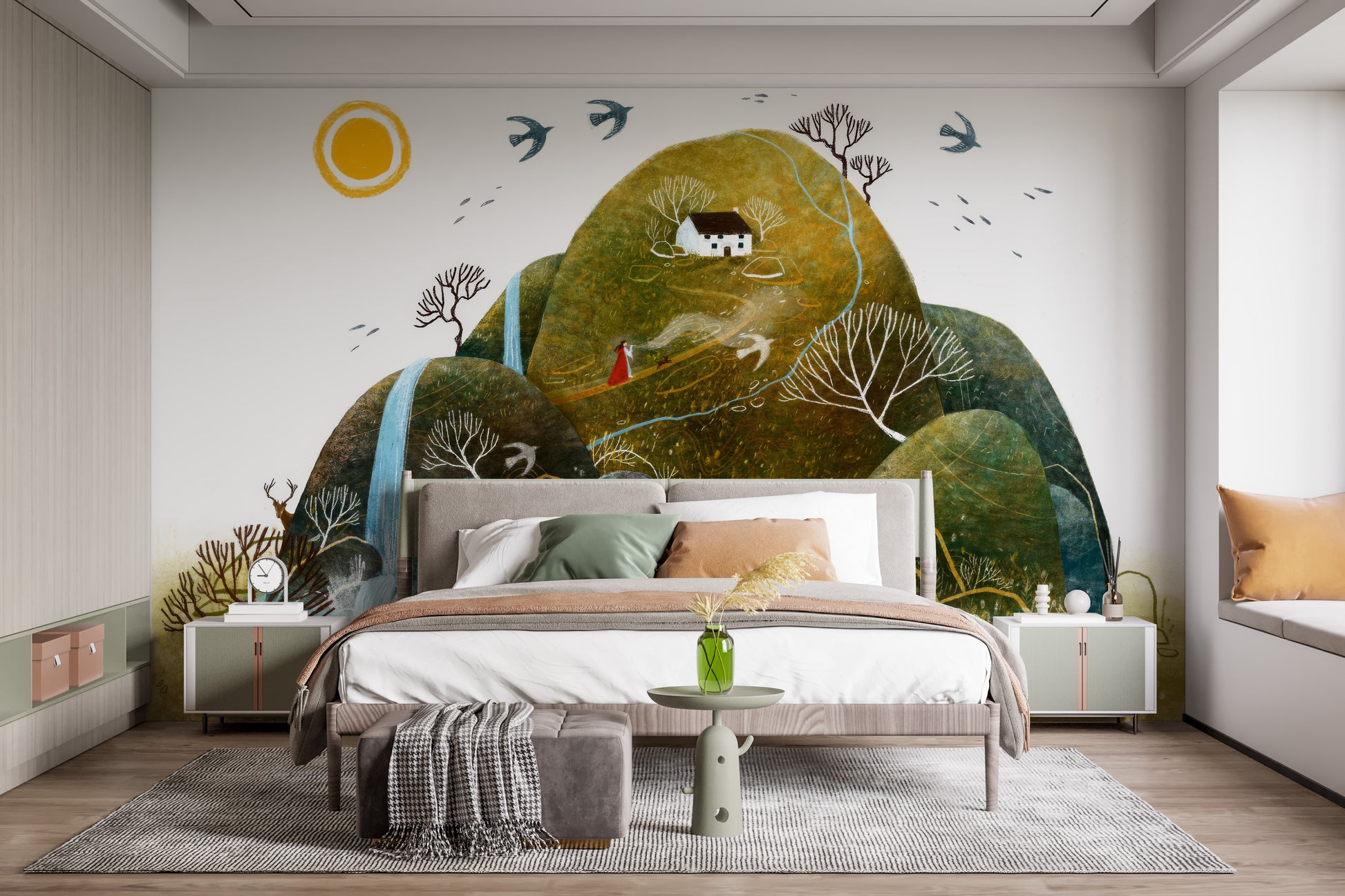 Tranquil nature-inspired wallpaper mural design