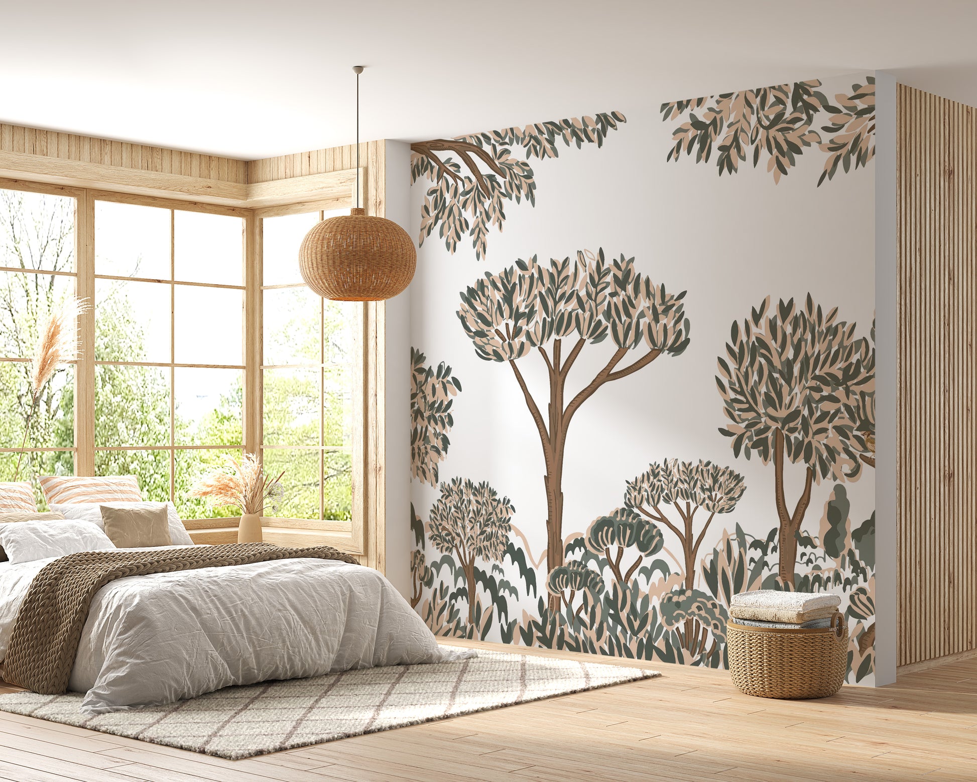 Tropical tree mural for modern spaces