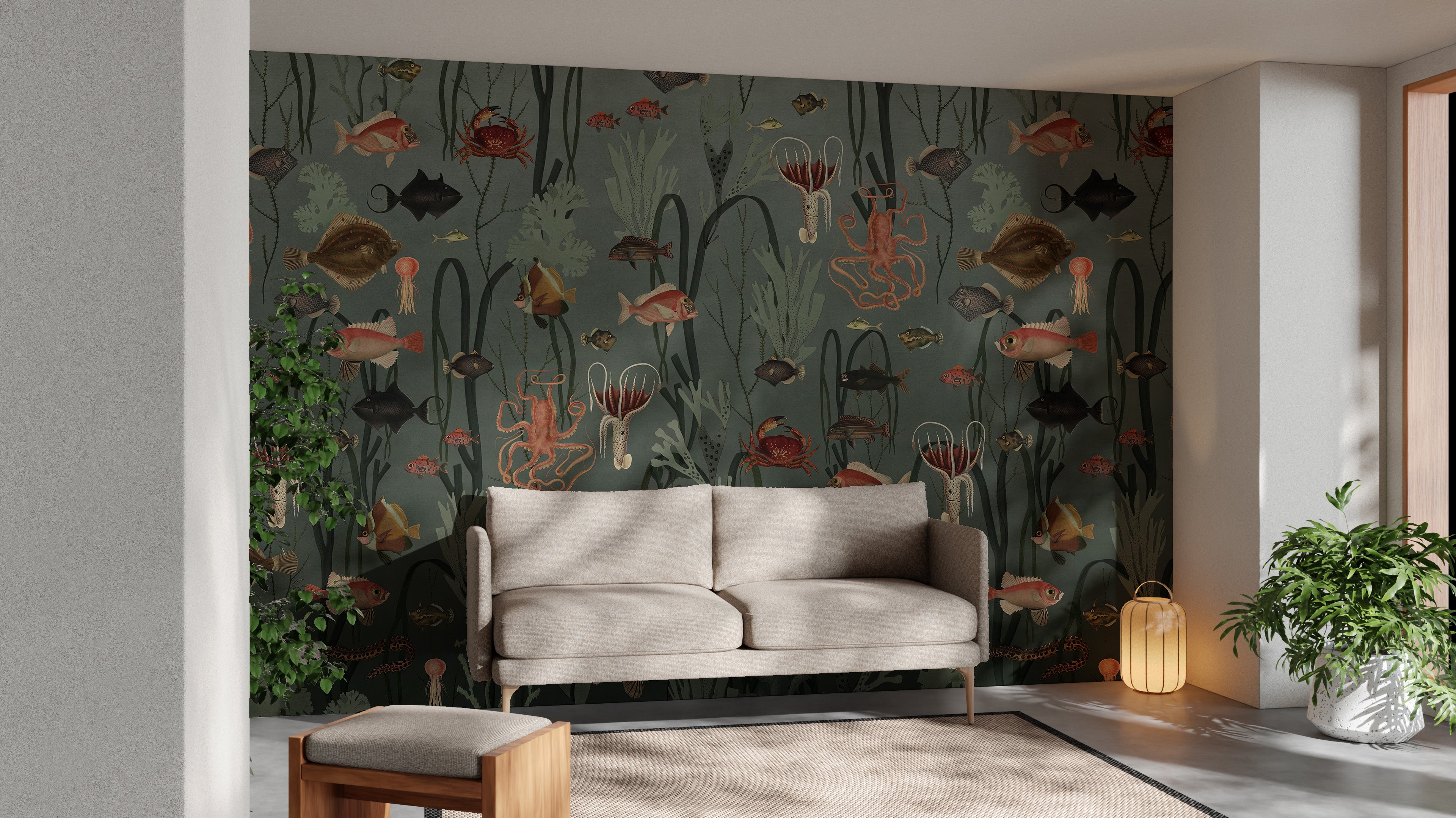 Underwater fish wallpaper mural for living rooms