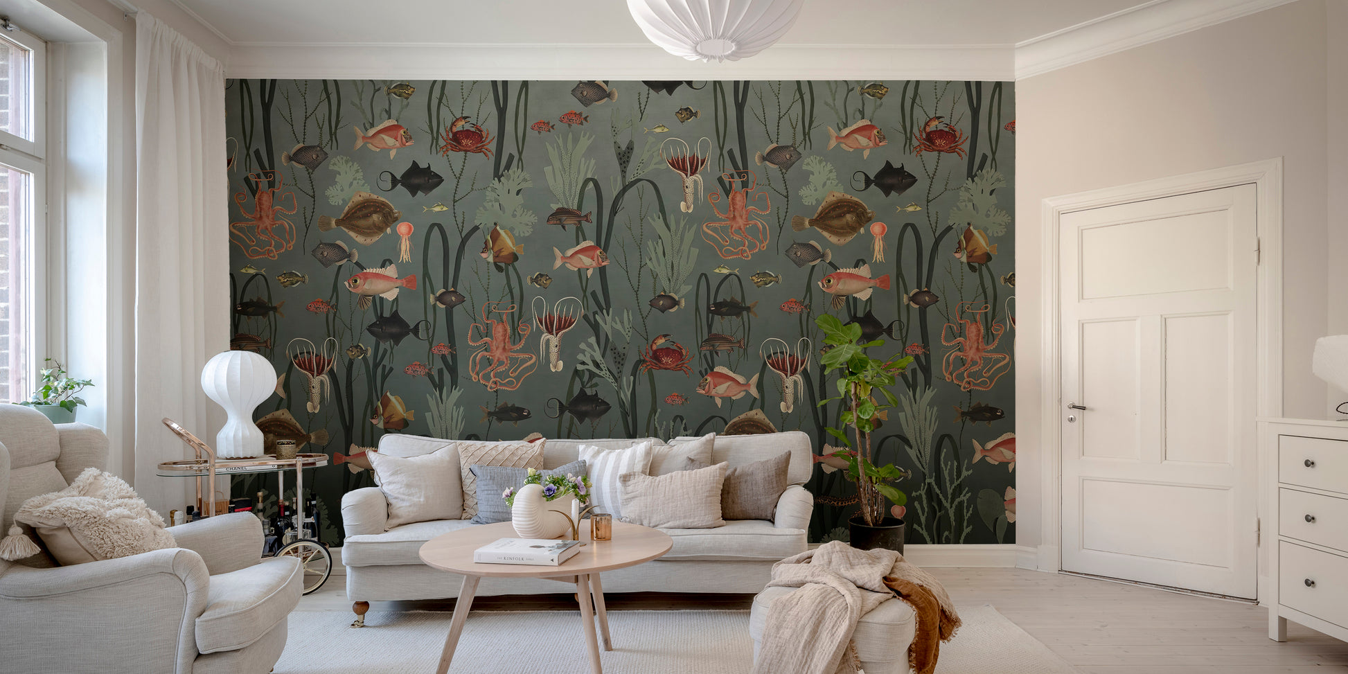 Beautiful underwater fish wallpaper mural decor