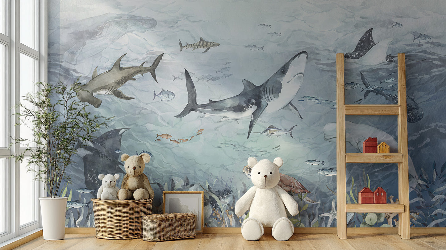 Marine life wallpaper mural for living rooms