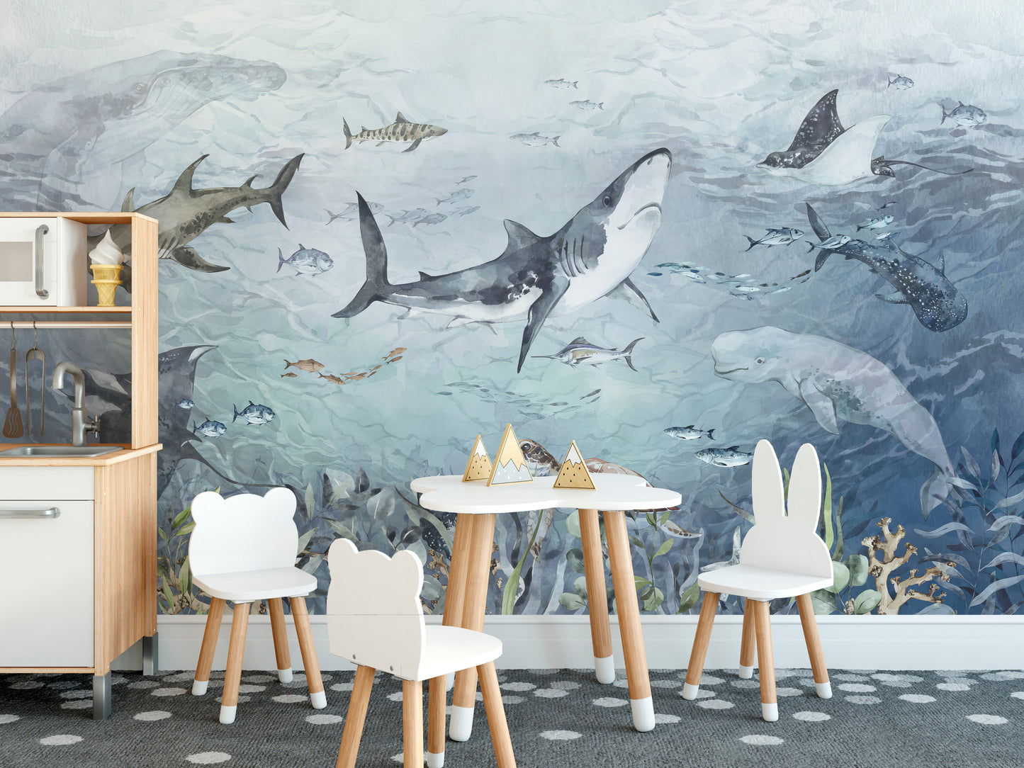 Aquatic life wallpaper mural for rooms