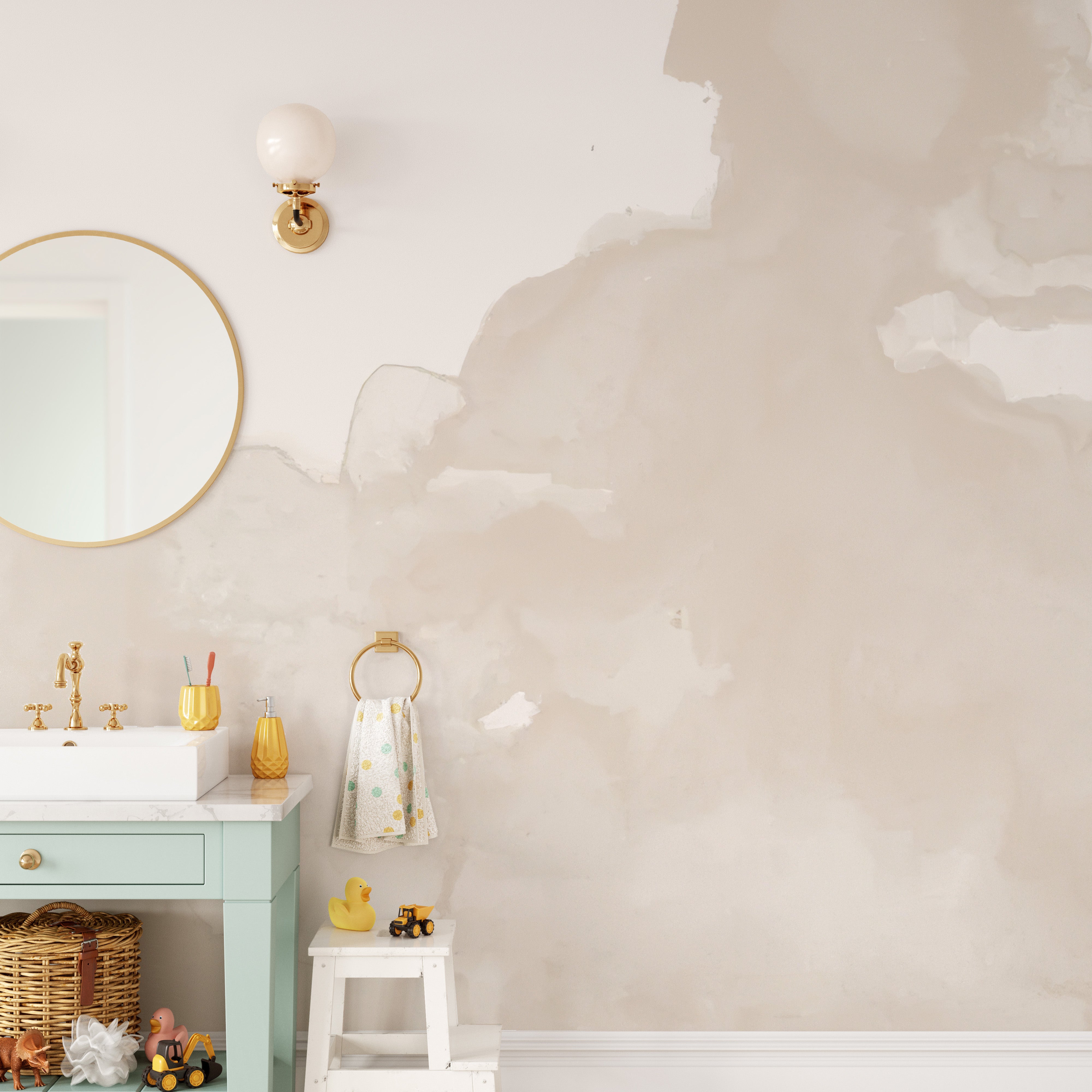 Minimalist abstract wallpaper mural with soft watercolor tones.