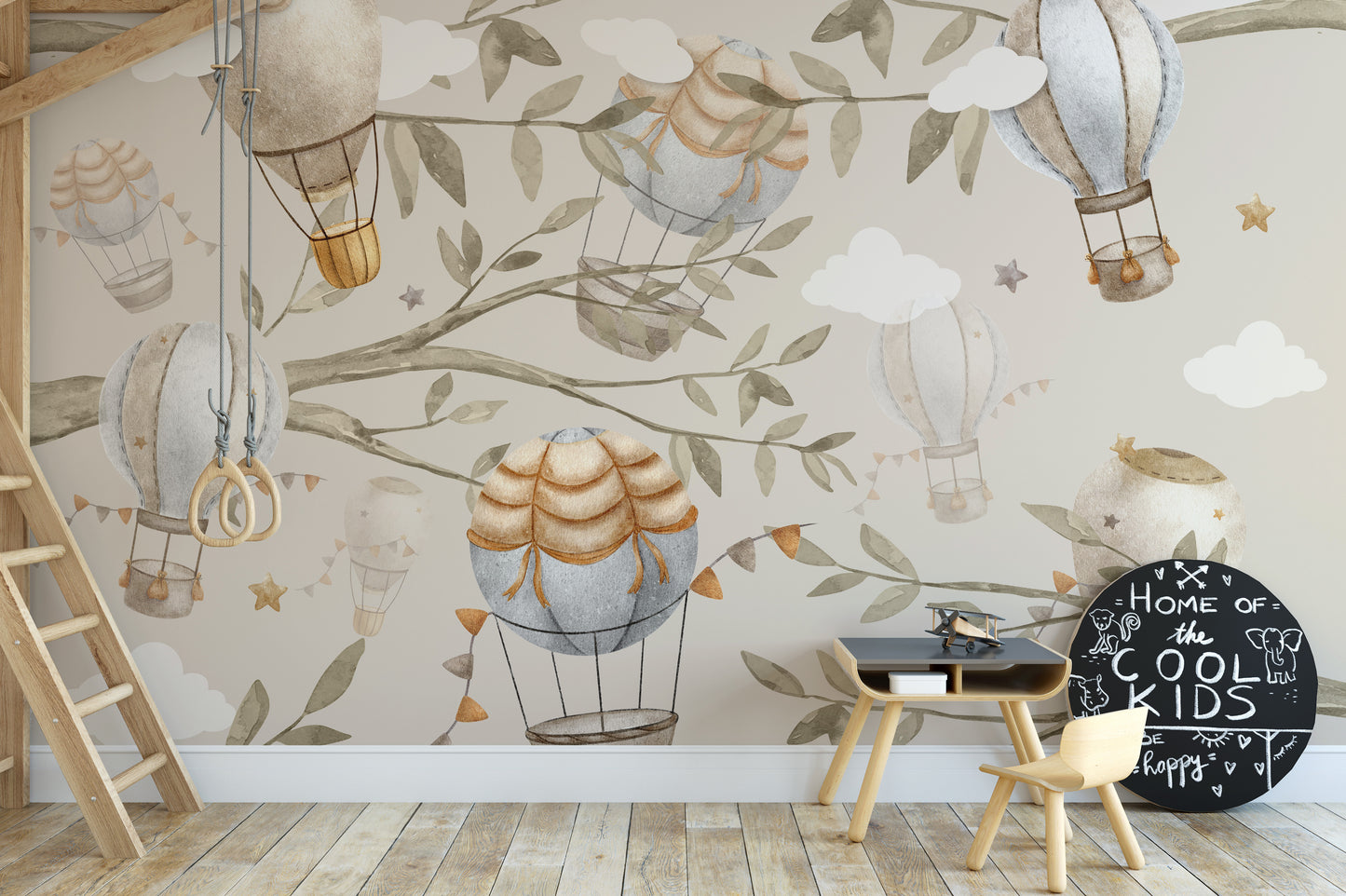 Watercolour Air Balloon Wall Mural