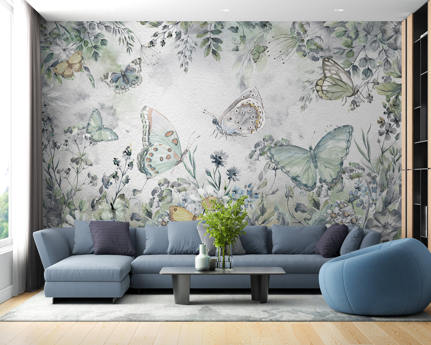 Butterfly garden wallpaper design