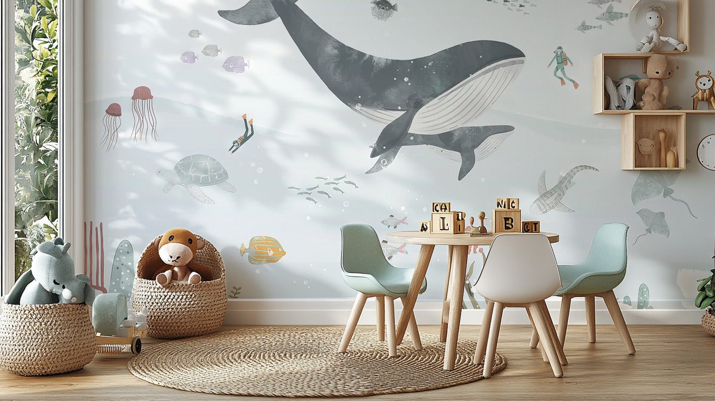 Ocean Whale Wallpaper Mural