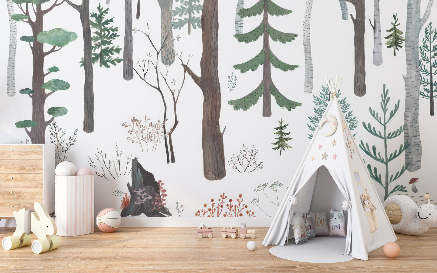 White Forest Wall Mural