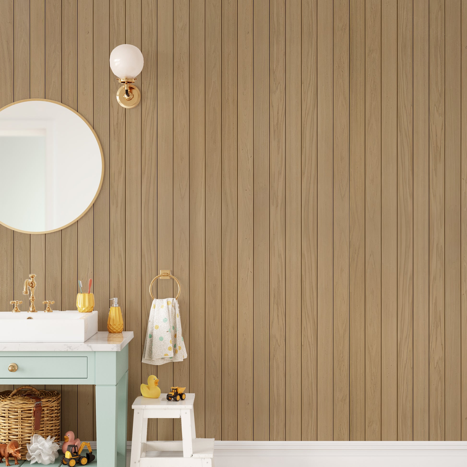 Minimalist wooden planks wallpaper for chic home walls.