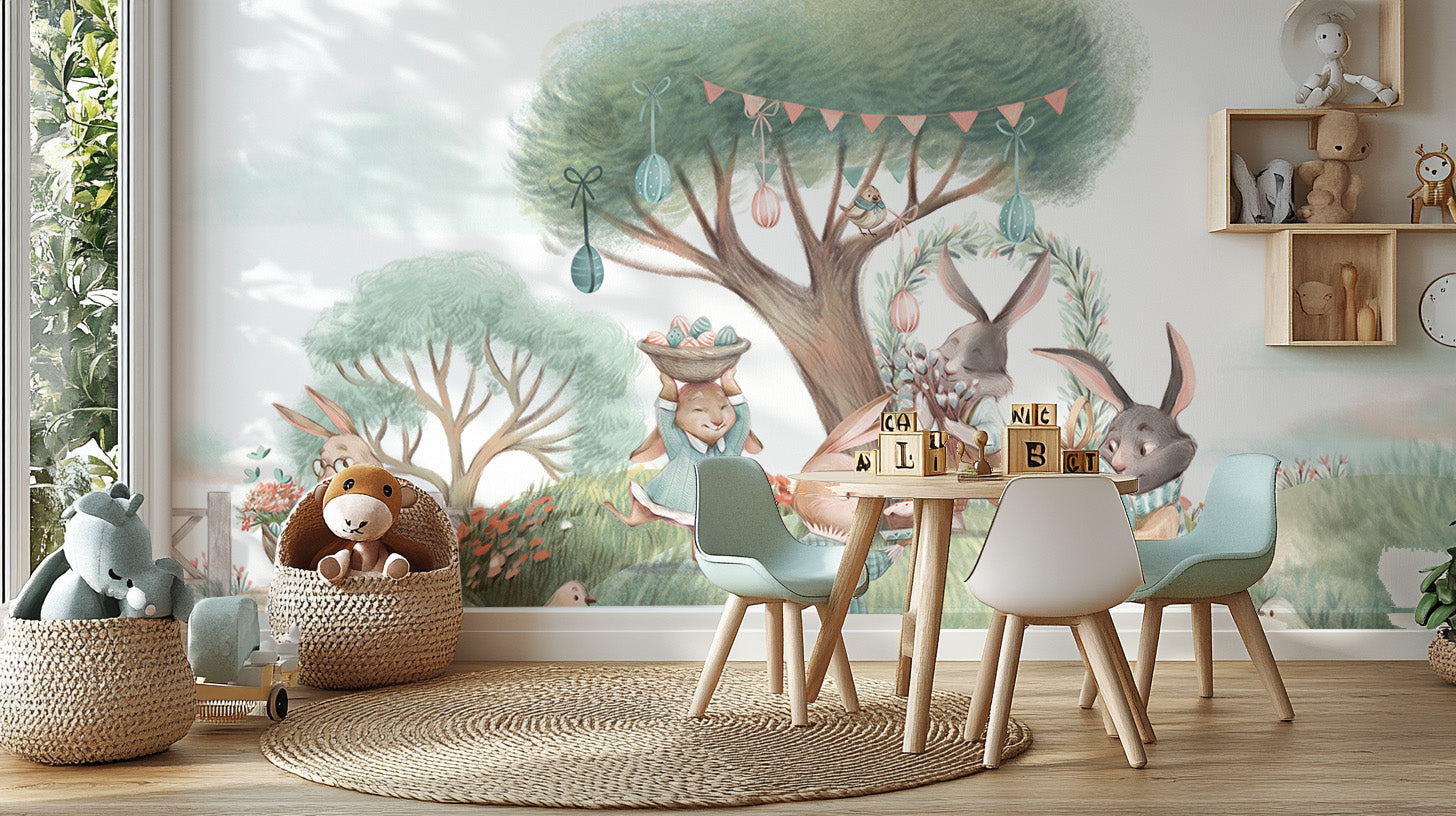 Whimsical Tree House Wallpaper for kids' playroom decor