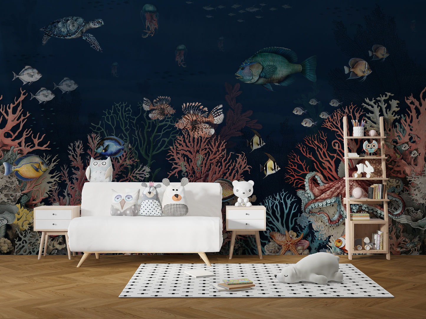 Stunning coral reef wall mural