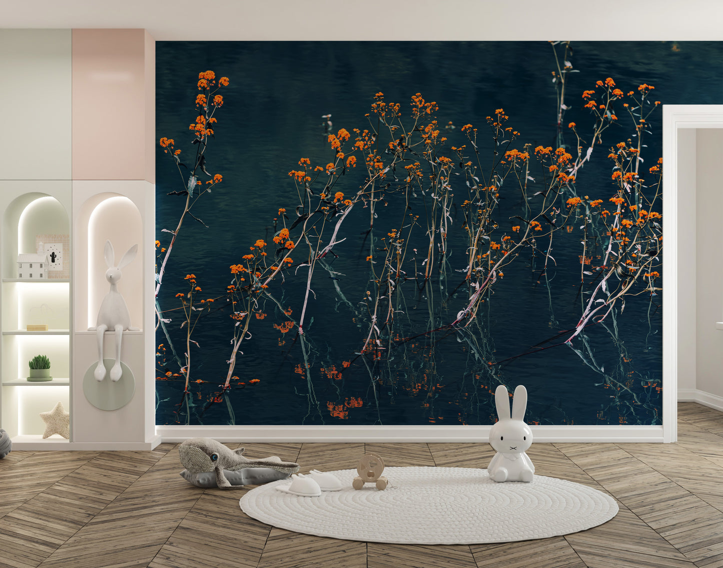 Blue Mirage Blossom Wall Mural