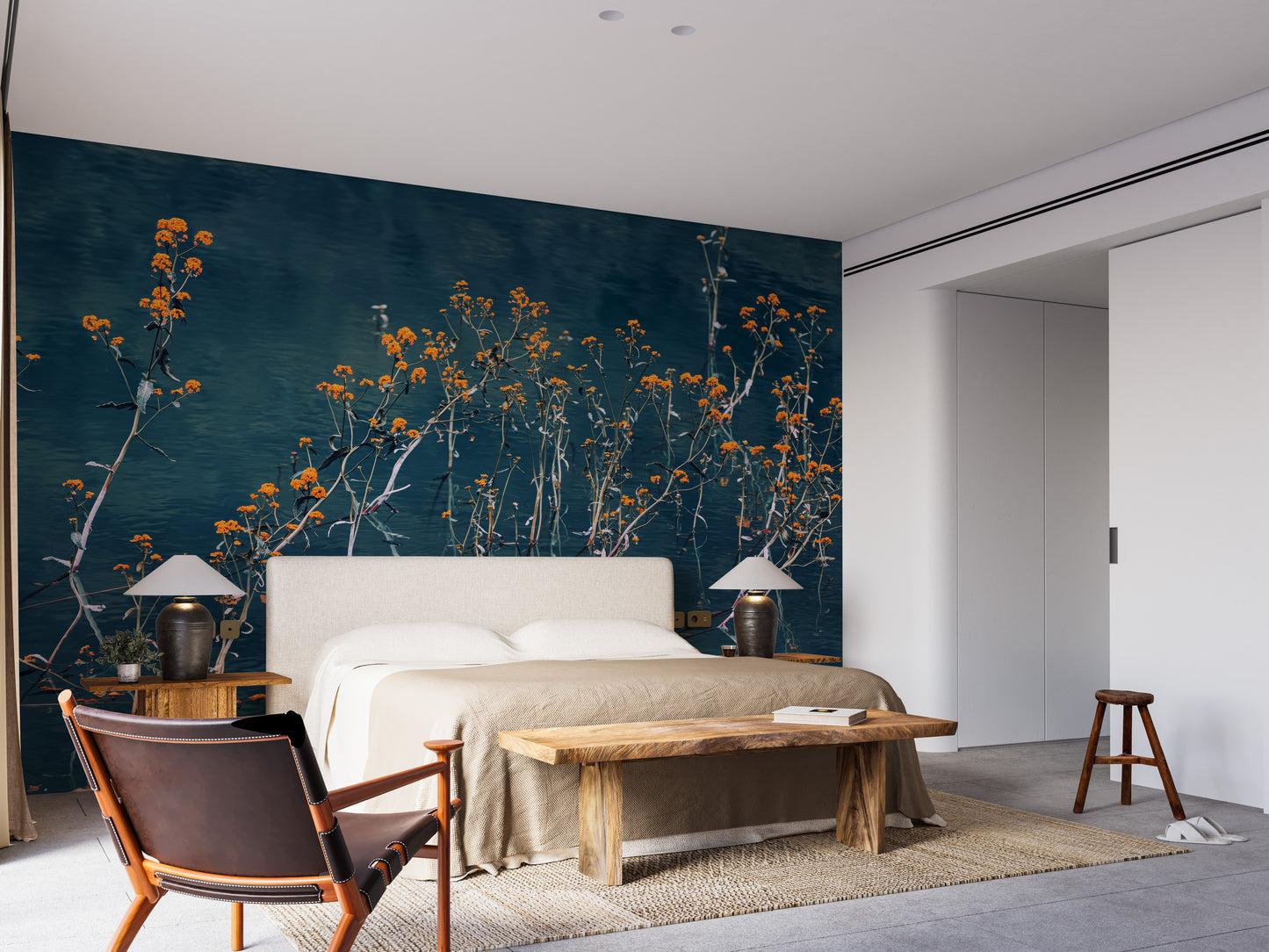 Blue Mirage Blossom Wall Mural