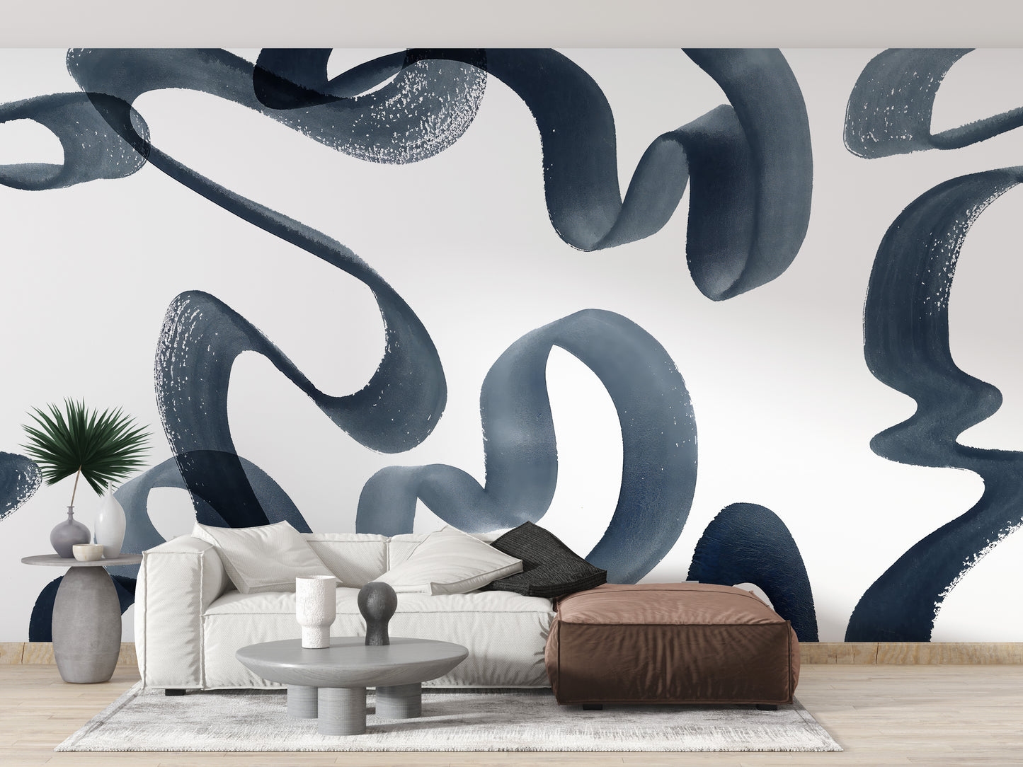 Watercolor Blue Swirls Wallpaper Mural