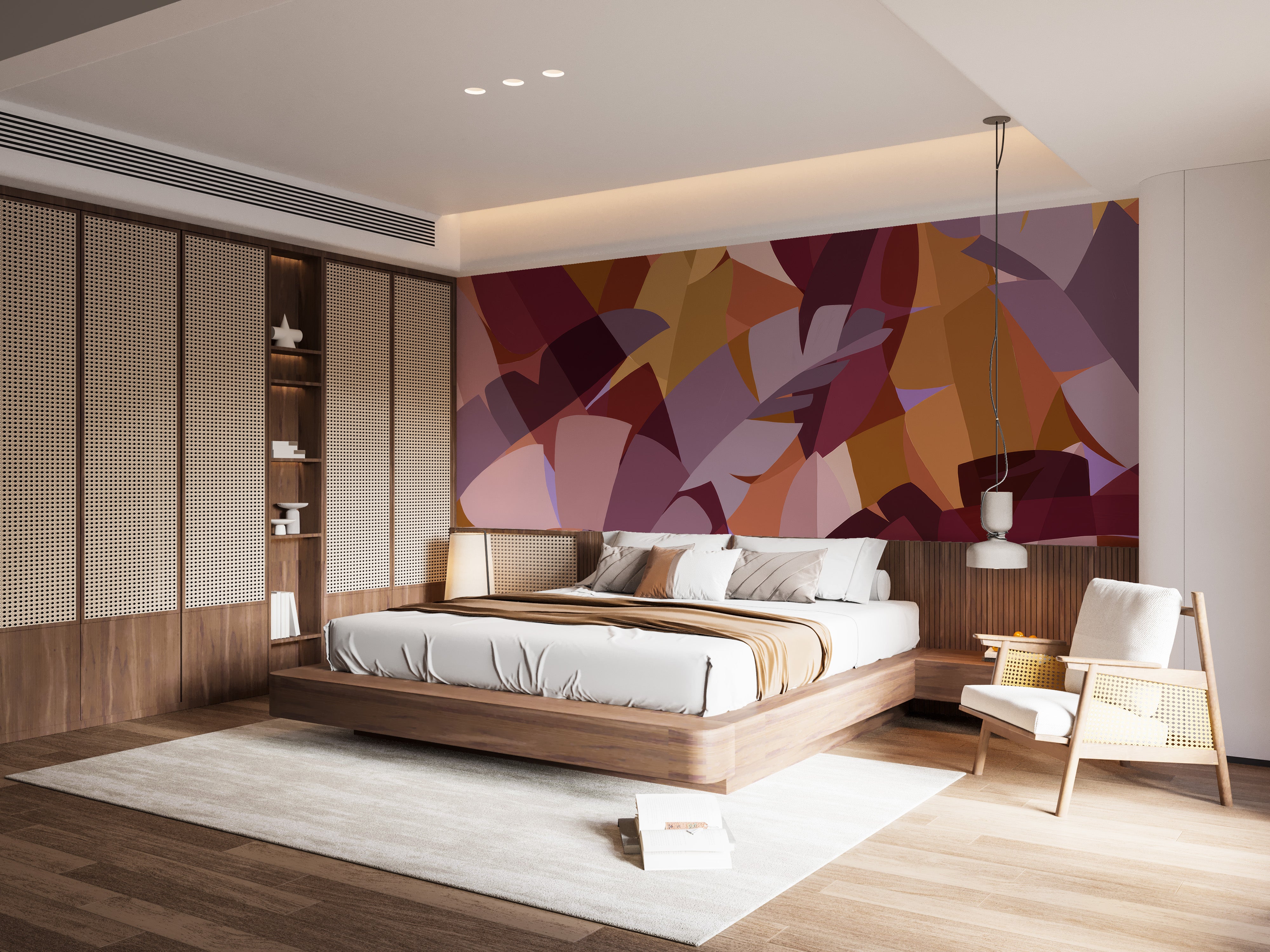 Vibrant harvest-themed wallpaper mural for chic bedroom designs.