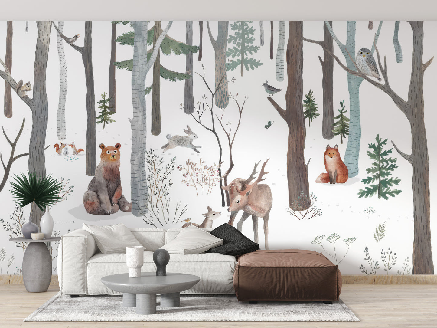 Enchanted White Forest Wall Mural