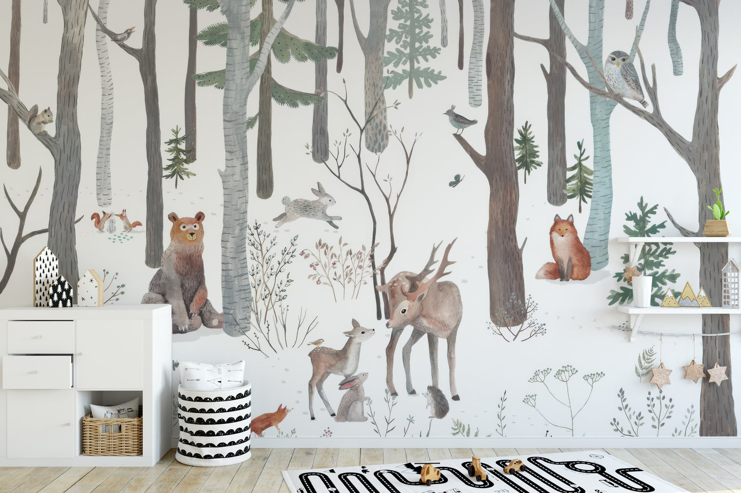 Enchanted White Forest Wall Mural