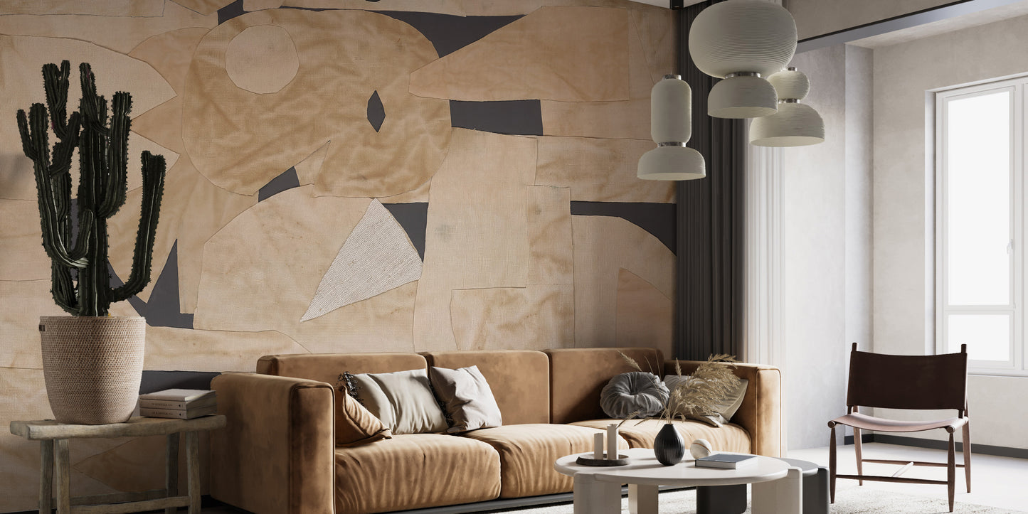 Abstract Fabric Collage Wall Mural