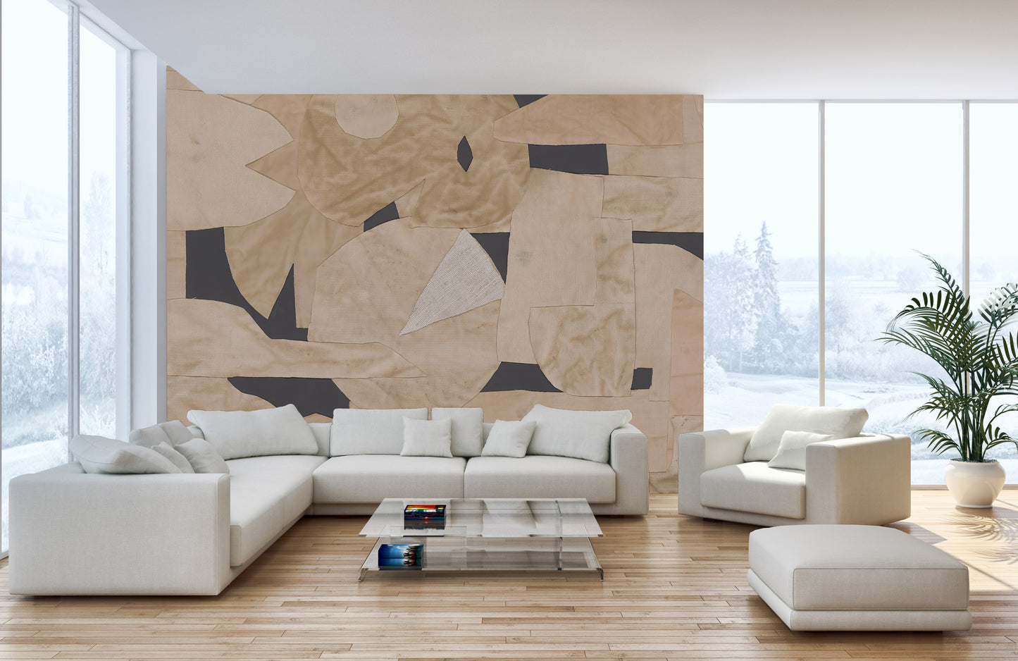 Abstract Fabric Collage Wall Mural