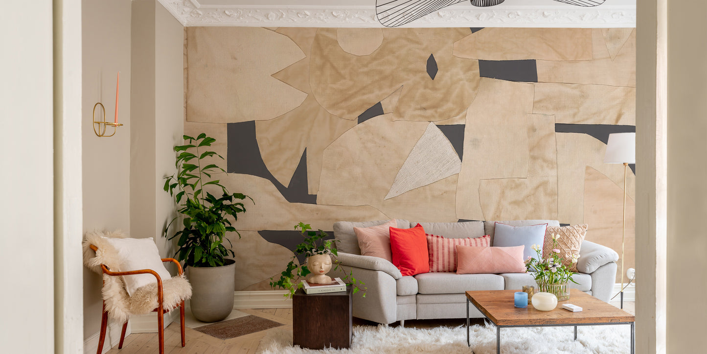 Abstract Fabric Collage Wall Mural