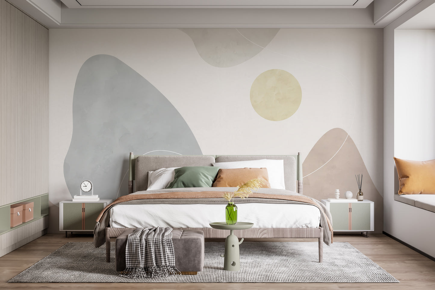 Abstract terrain mural wallpaper showcasing serene landscapes.