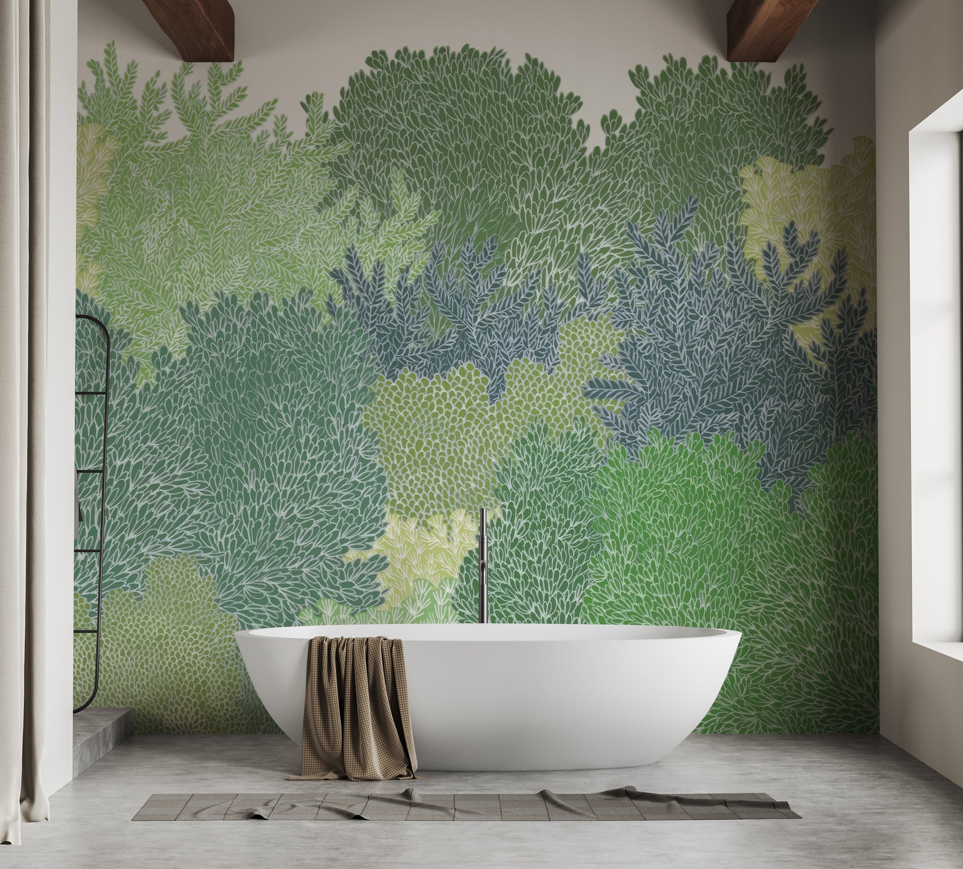 Green forest canopy wallpaper for cozy spaces