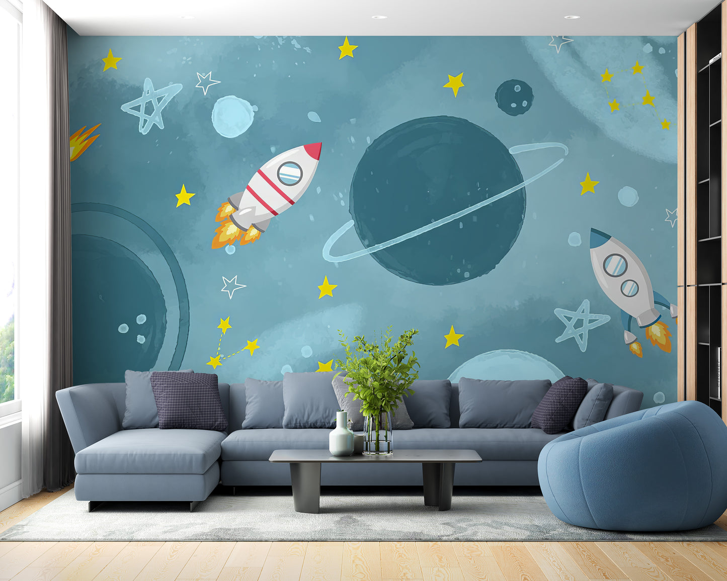 Adventure wallpaper with planets, stars, and galaxies.