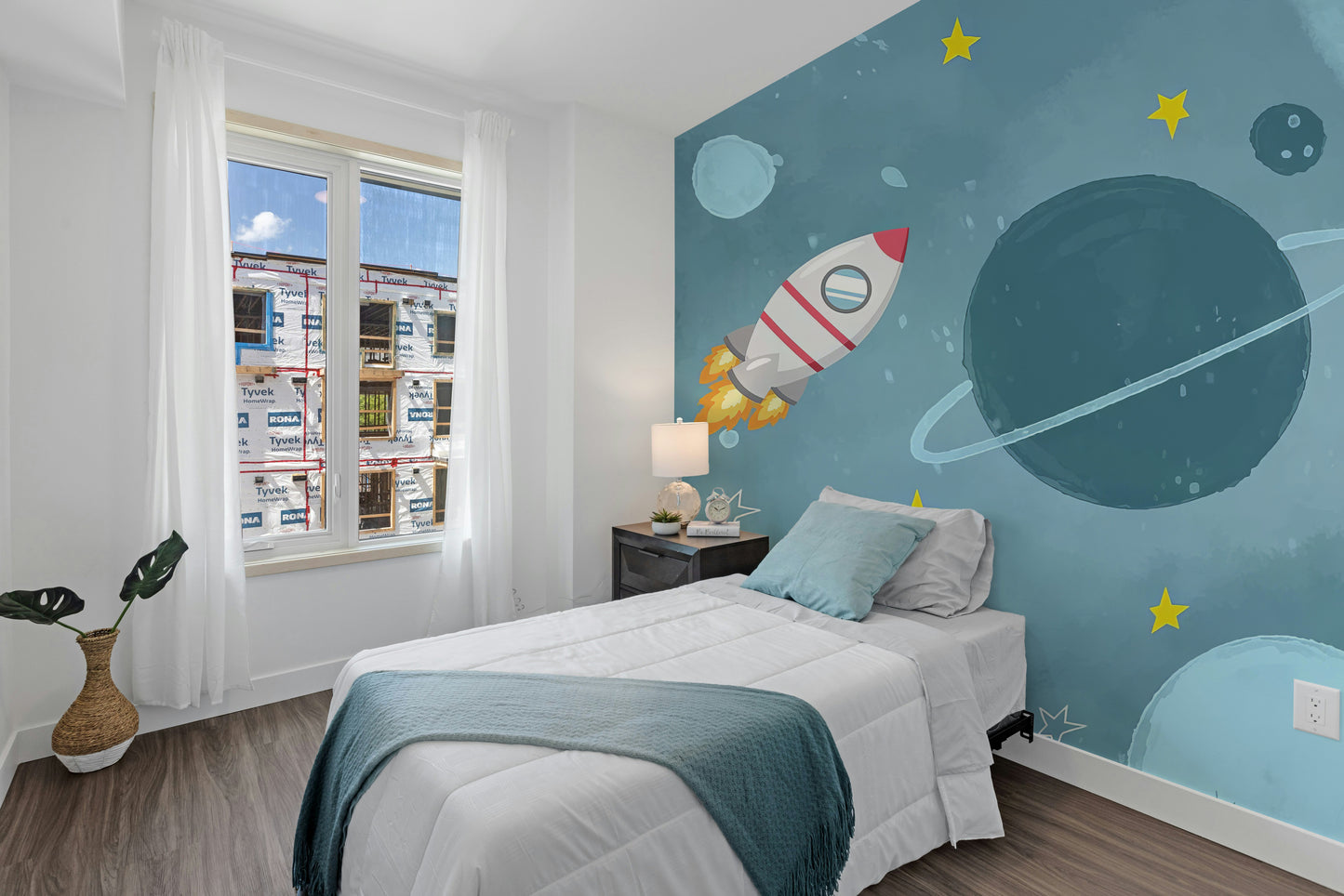 Space wallpaper perfect for kids' adventure-inspired decor