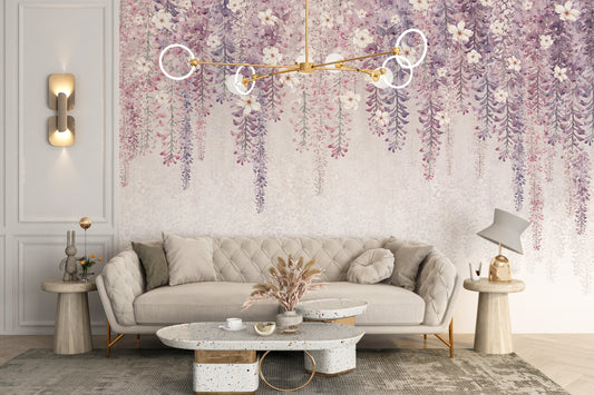 Wisteria watercolor wallpaper for serene home decor