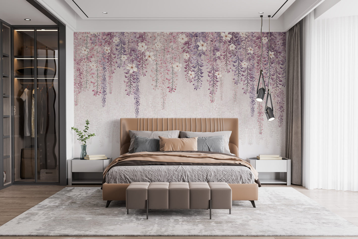 Wisteria mural wallpaper for a nature-themed room