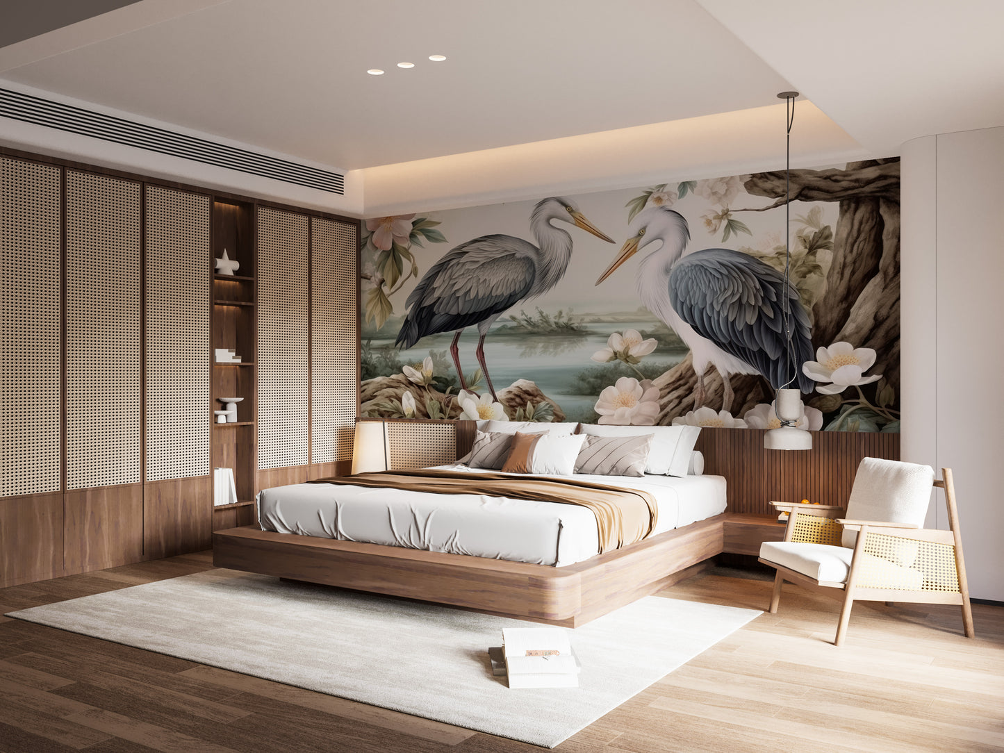 Serene Heron Lake Wall Mural