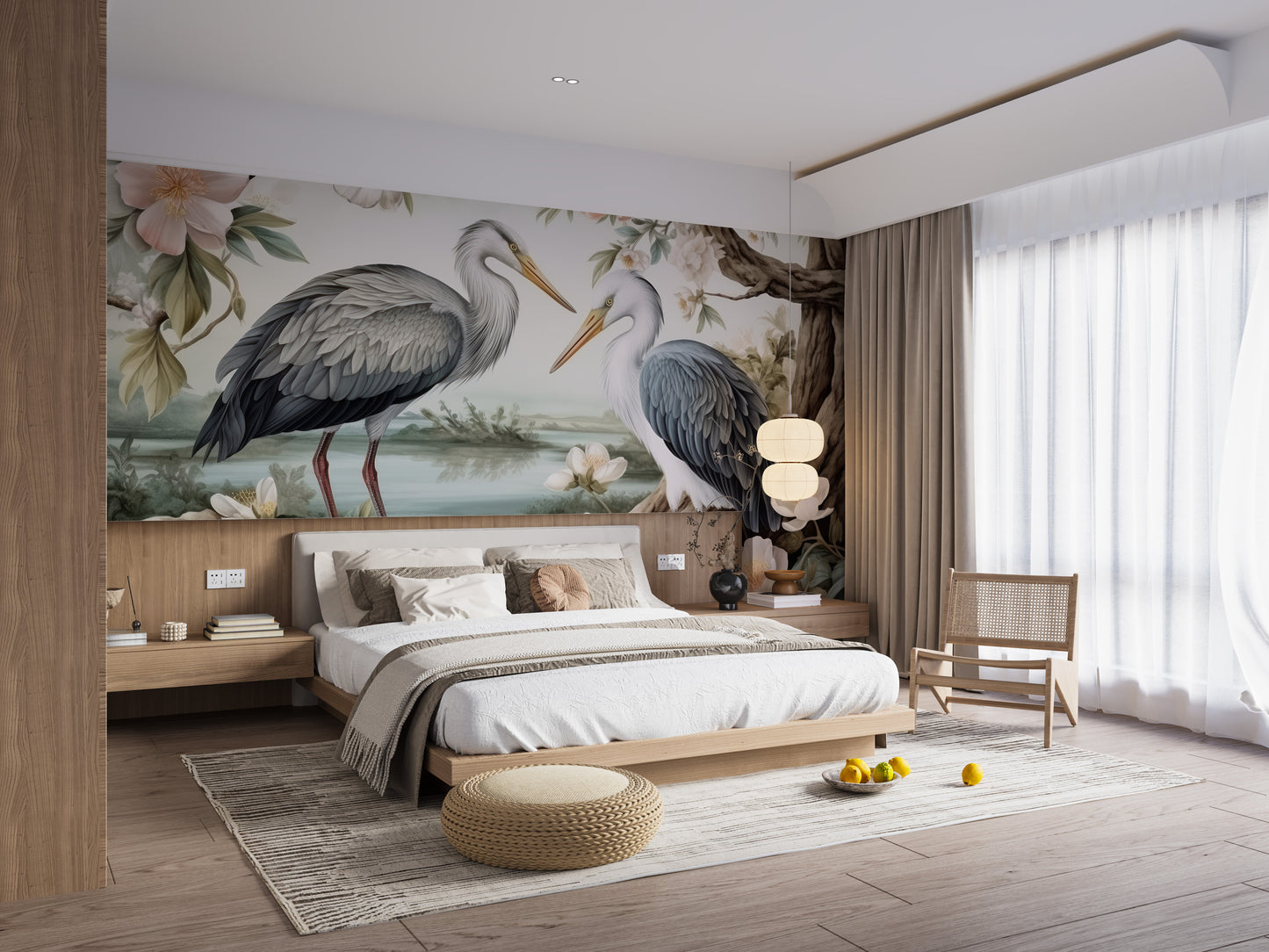 Serene Heron Lake Wall Mural