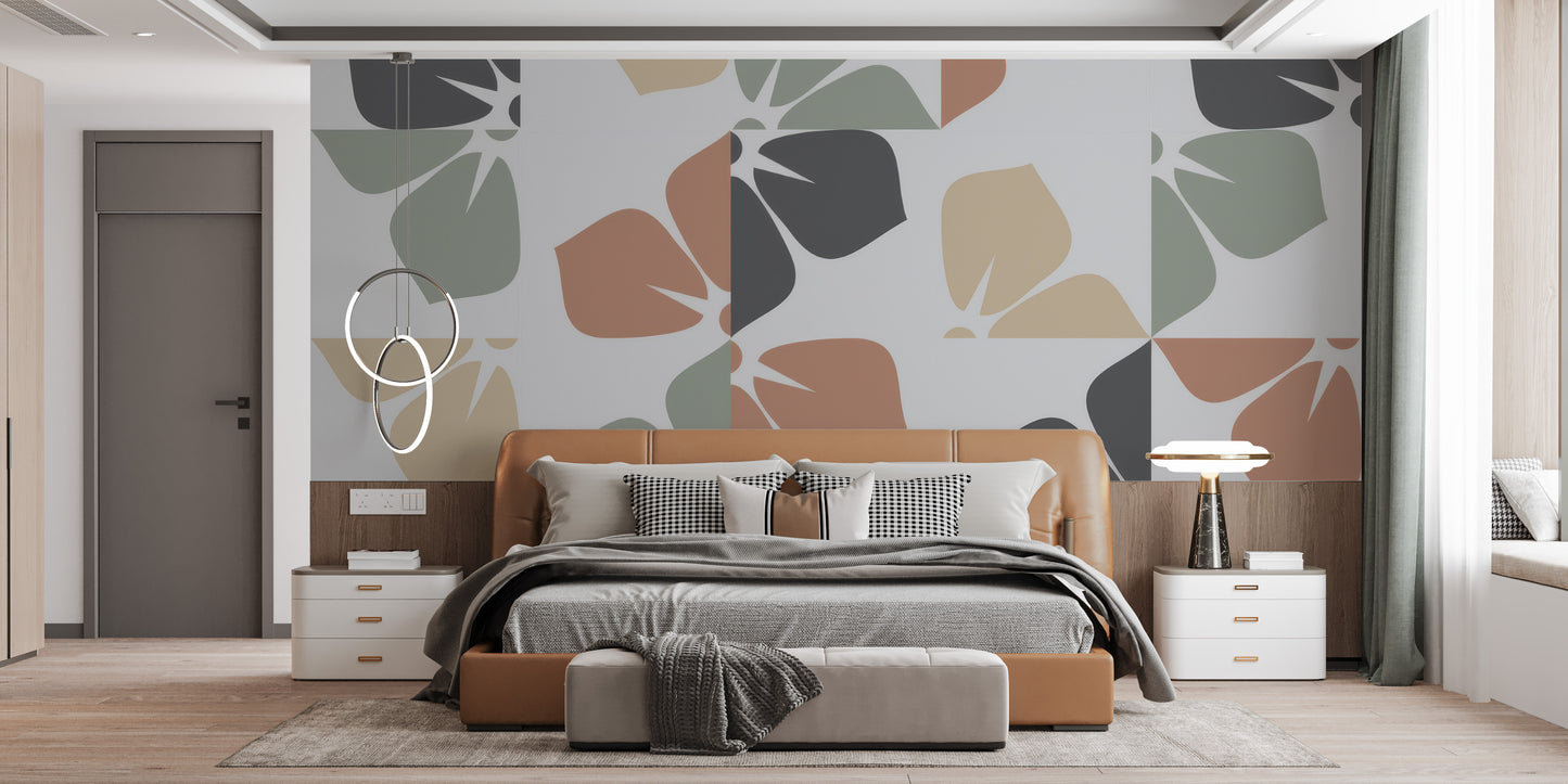 Contemporary foliage wallpaper with patterns