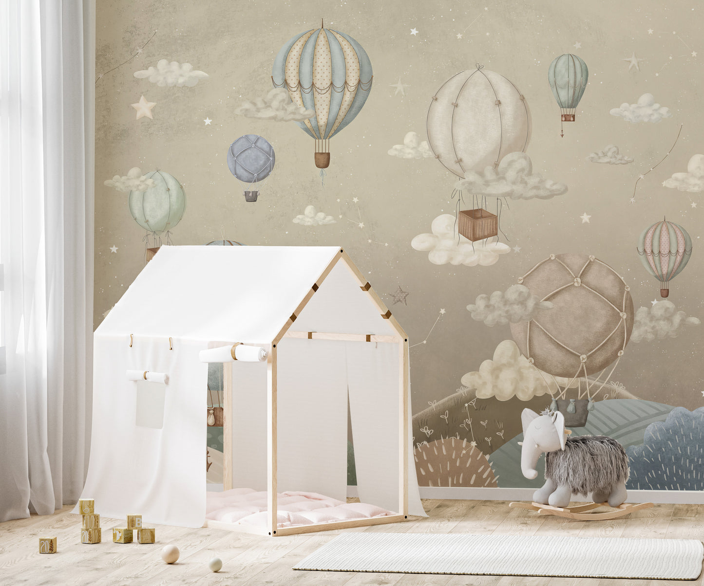 Dreamy Balloon Adventure Wall Mural - Giffywalls