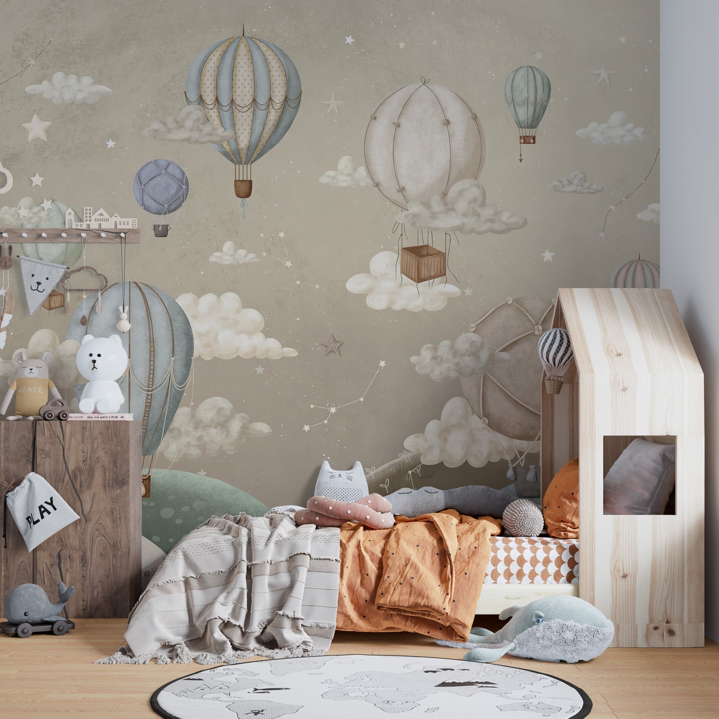 Fun balloon wallpaper mural for children's space