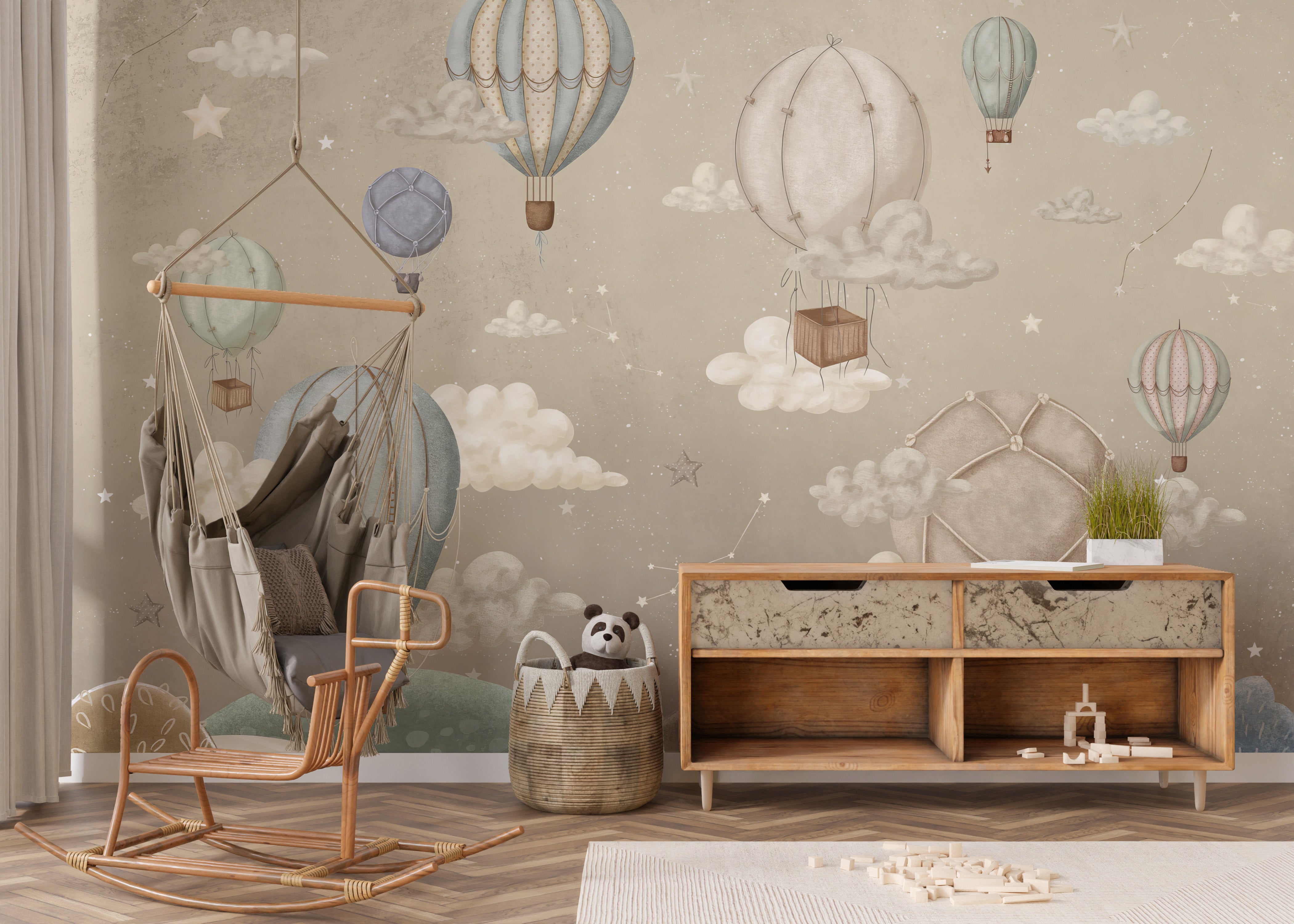 Dreamy Balloon Adventure Wall Mural - Giffywalls