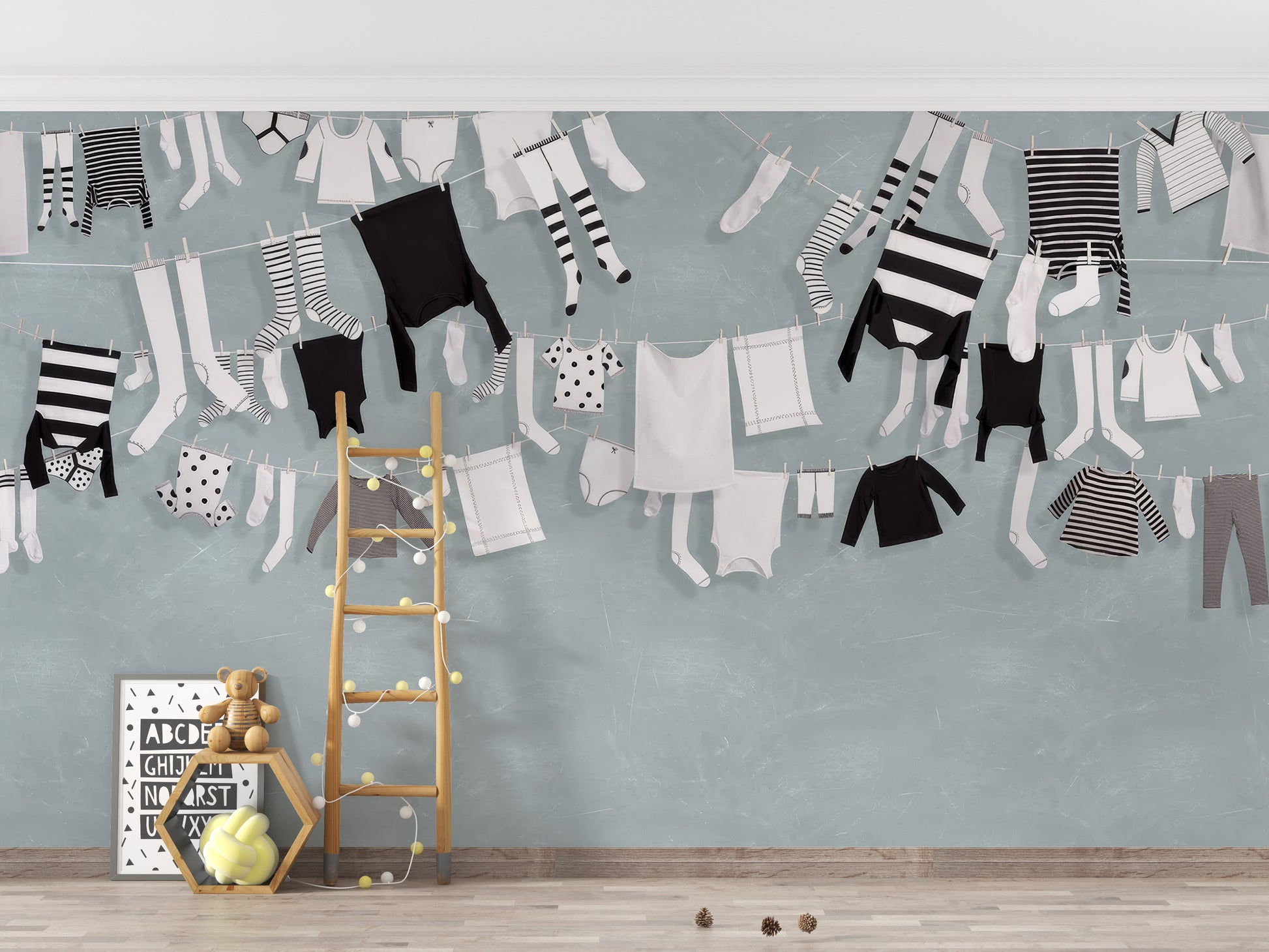 Hanging Laundry Wall Mural - Giffywalls