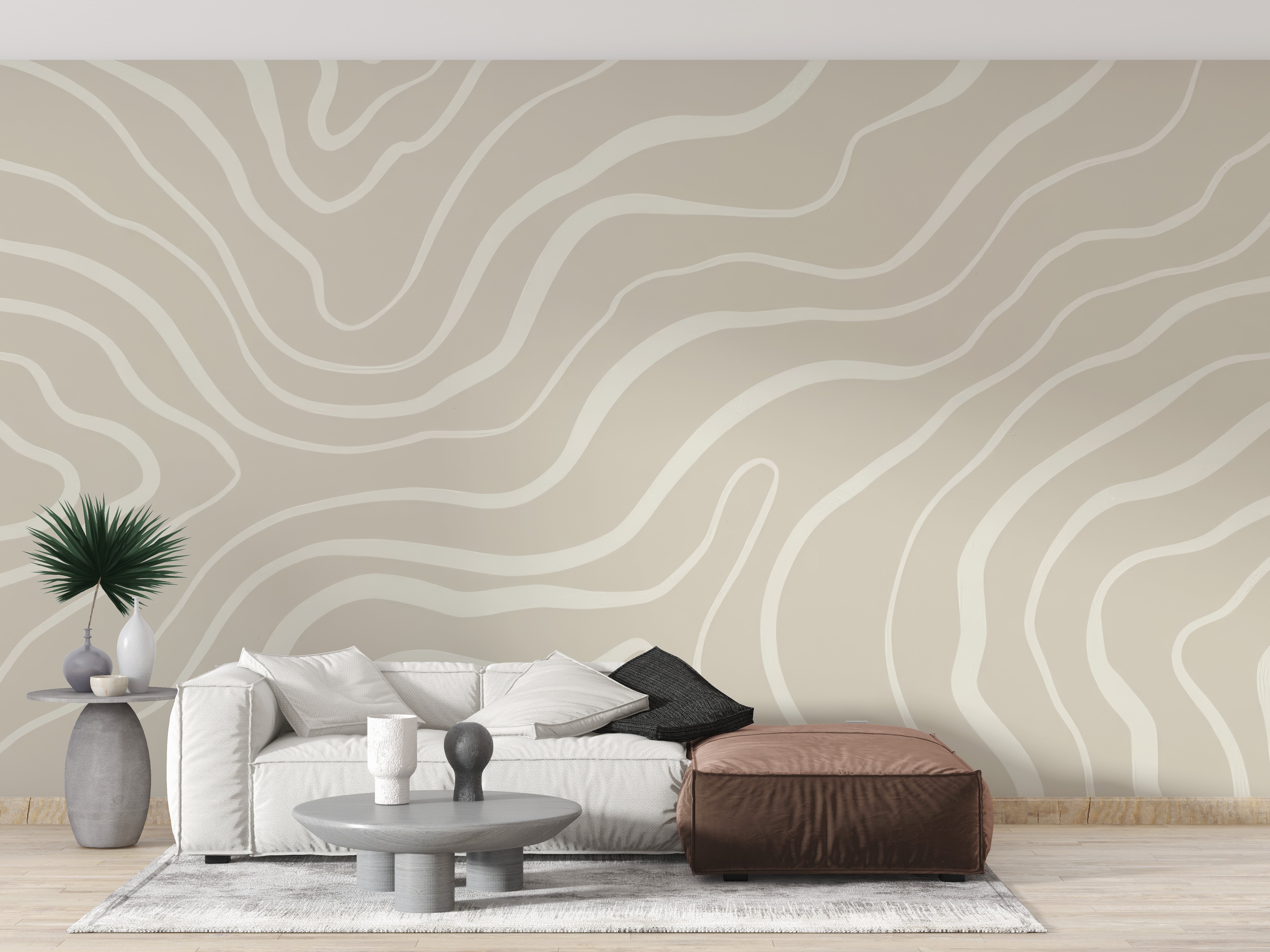 Elegant natural lines wallpaper with soft hues