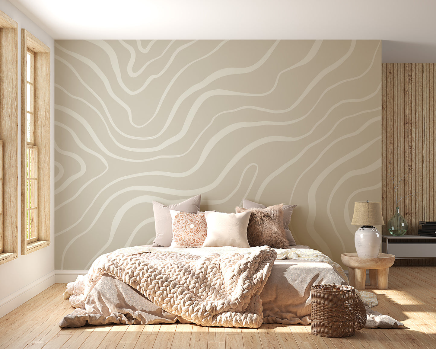 Neutral Abstract Lines Wall Mural