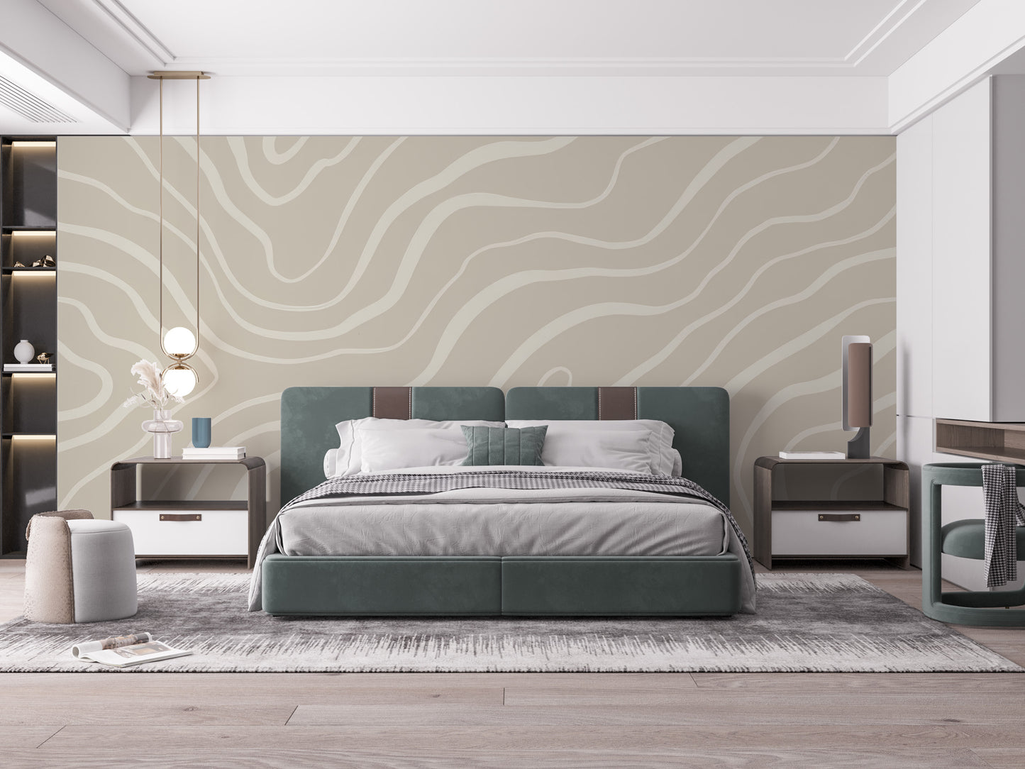 Neutral Abstract Lines Wall Mural