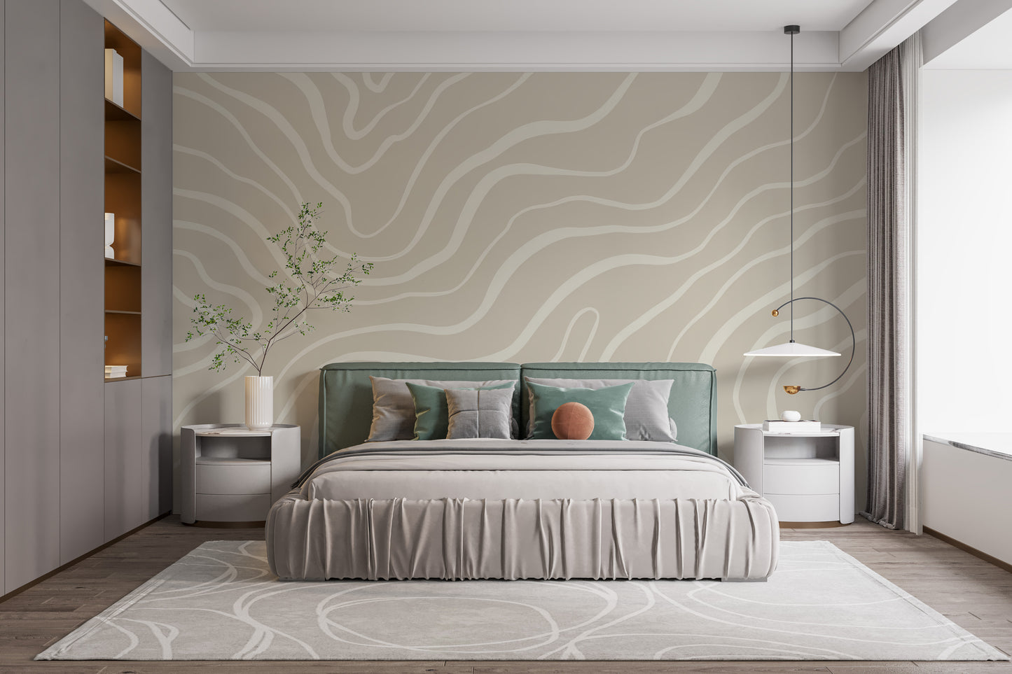 Neutral Abstract Lines Wall Mural