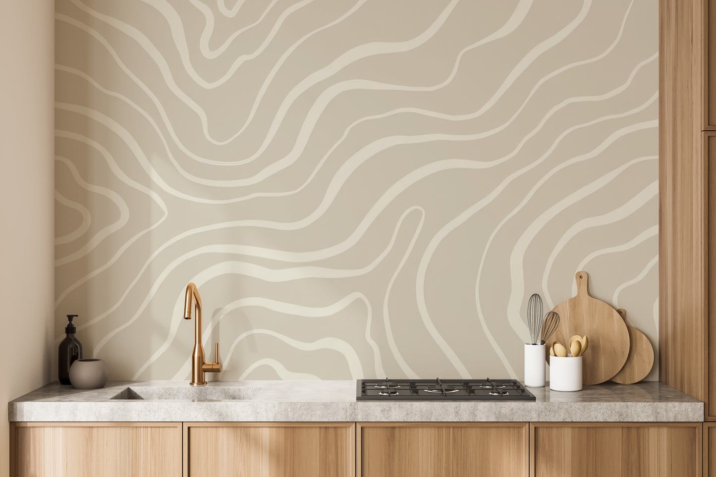 Natural-inspired abstract lines wallpaper design