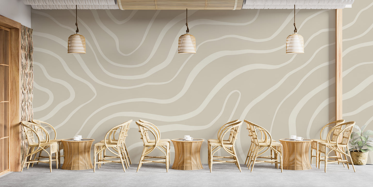 Neutral Abstract Lines Wall Mural