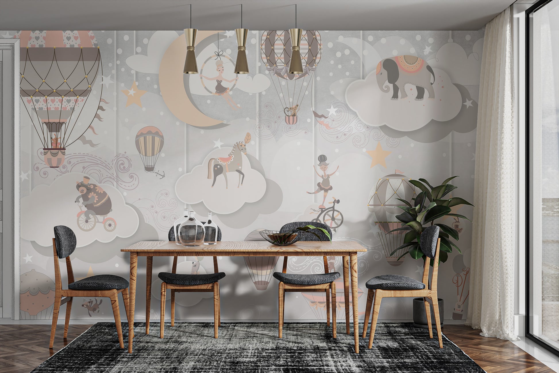 Dynamic circus wall art with stars and charm