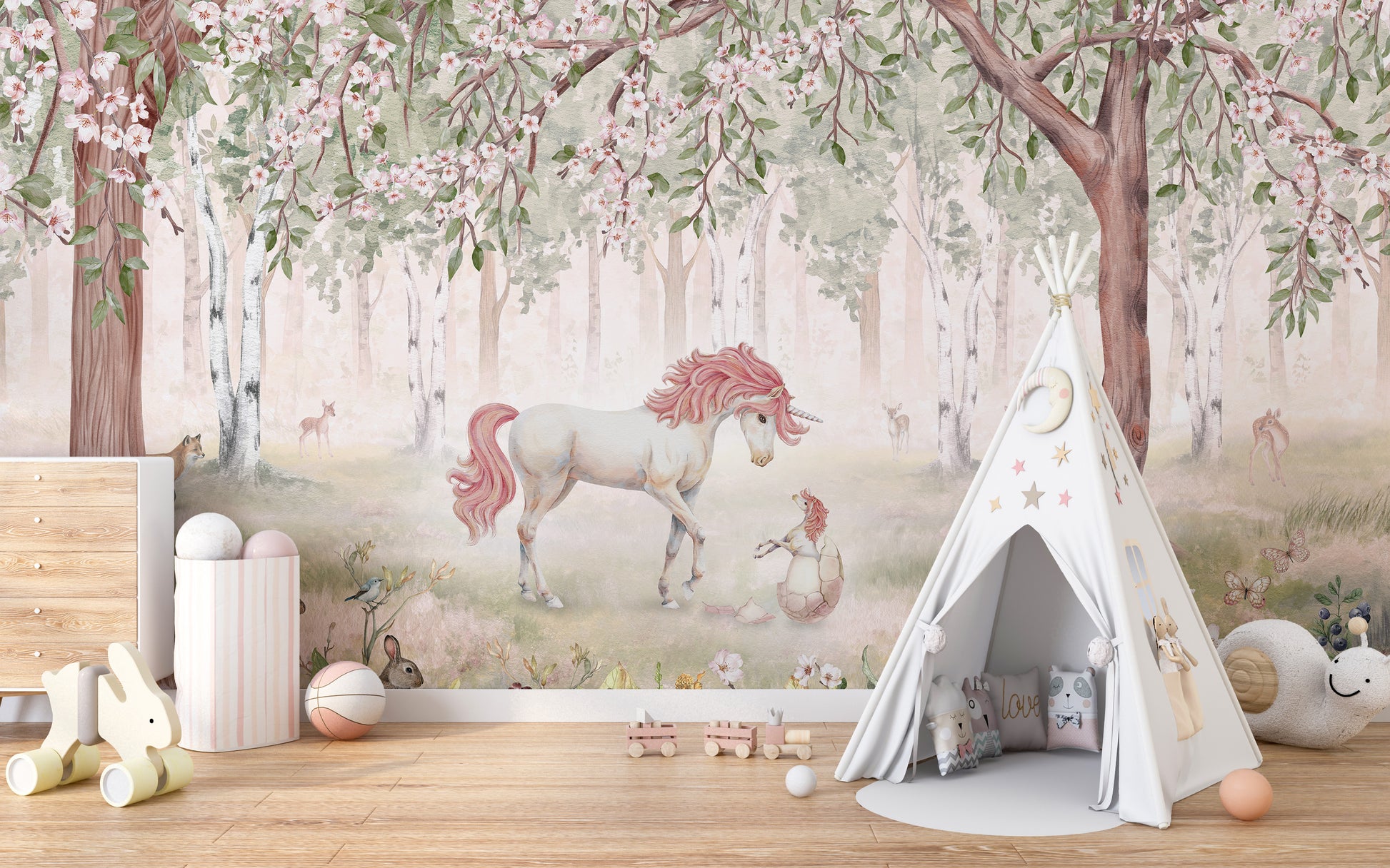 Green Forest Unicorn Wall Art
