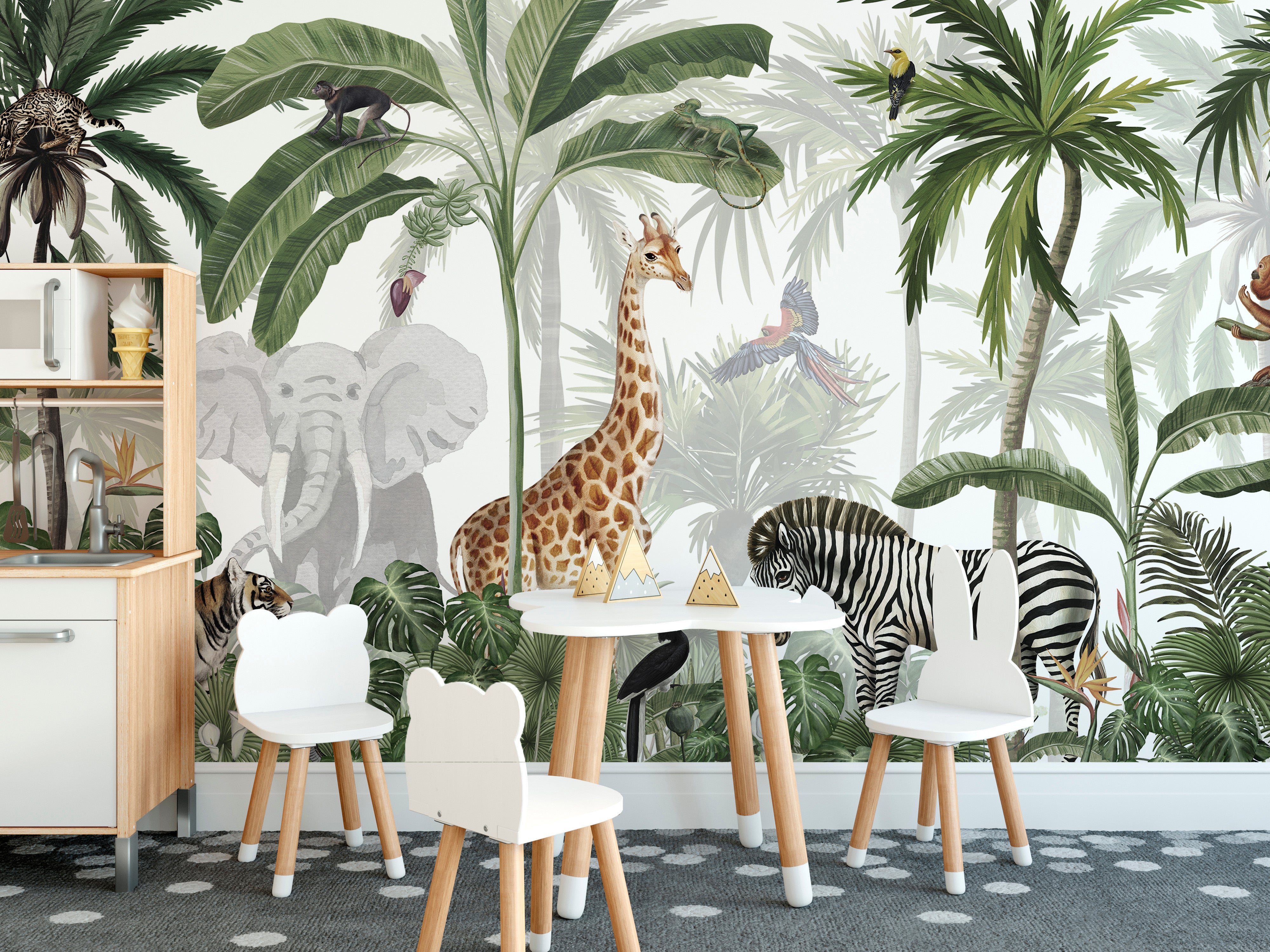 Exotic animals and tropical forest Jungle Jive wallpaper