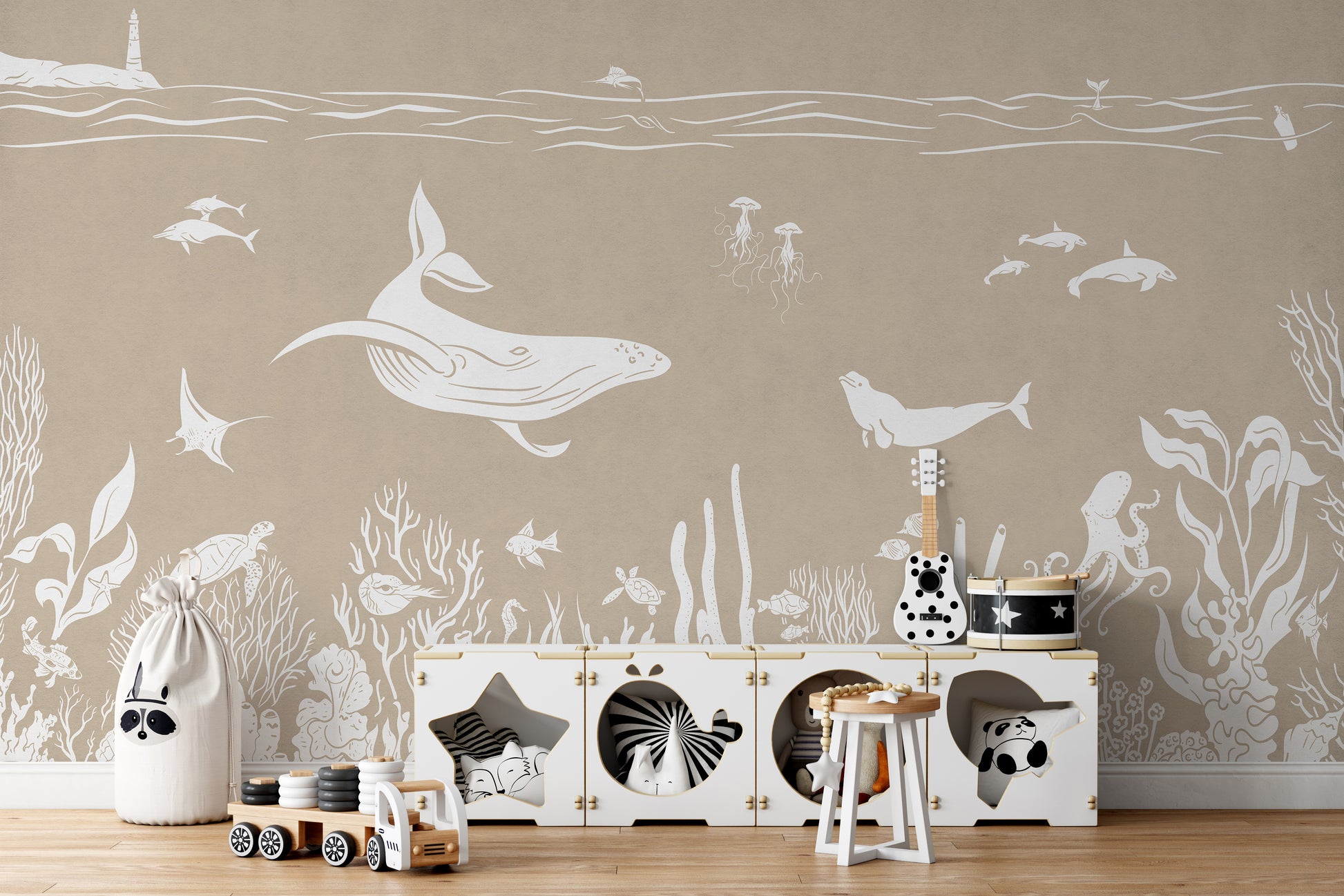 Earthy Sea Brown Monochrome Mural
